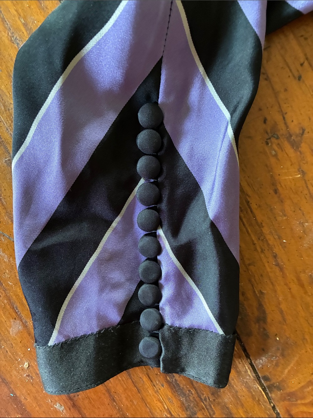 Purple and Black Striped Long-Sleeve Midi Dress - Picture 4 of 4
